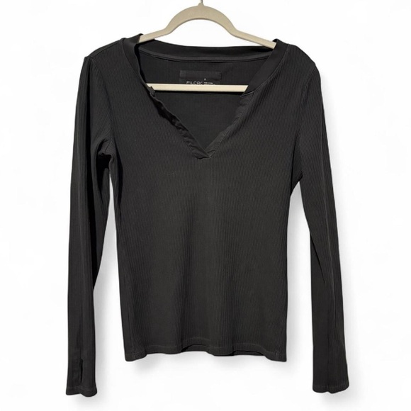 Pilcro by Anthropologie dark grey basic ribbed long sleeve top small - Picture 1 of 3